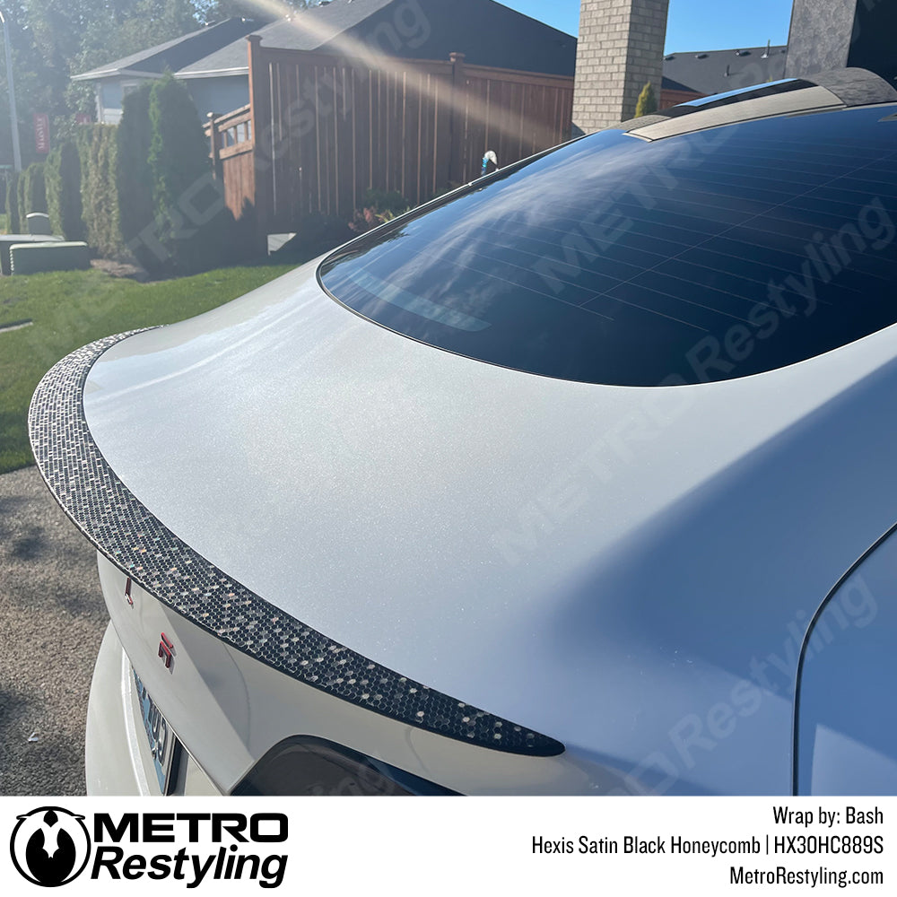 Satin Black Honeycomb Tesla Model 3 Wrap