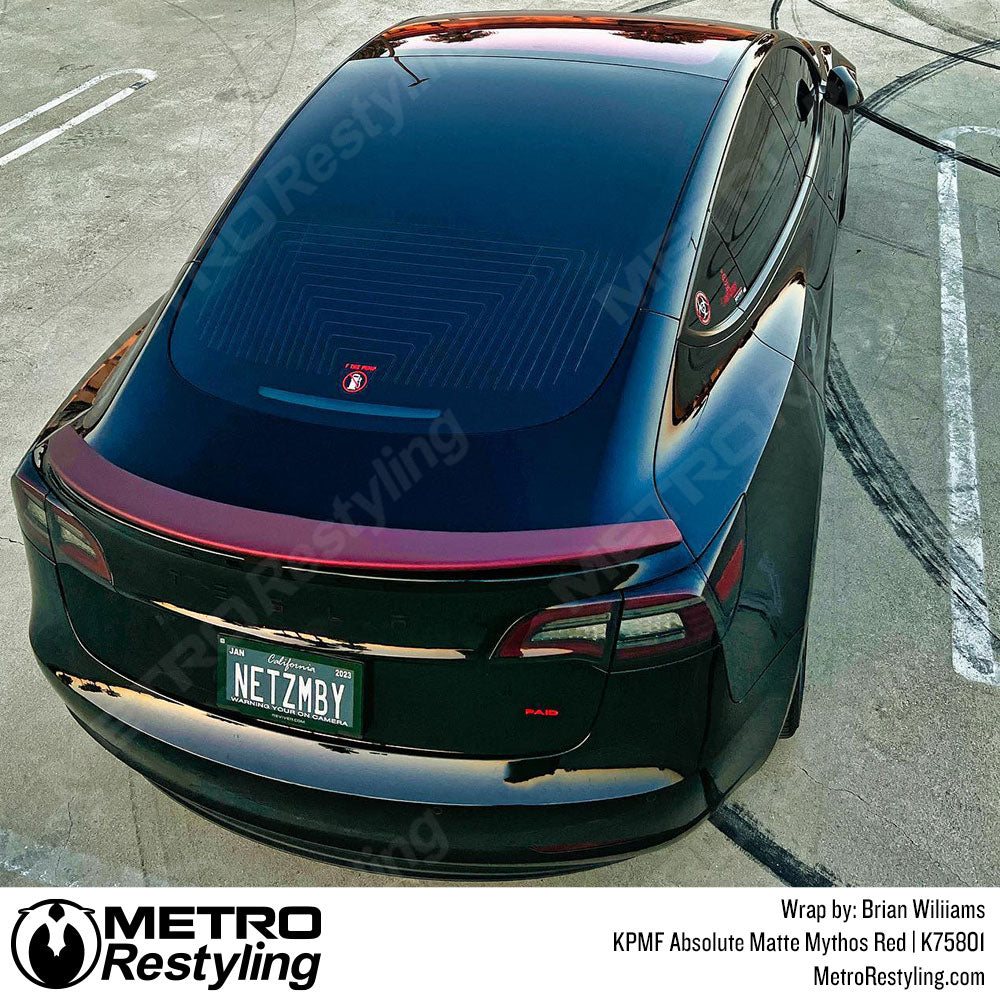 Matte red tesla wrap