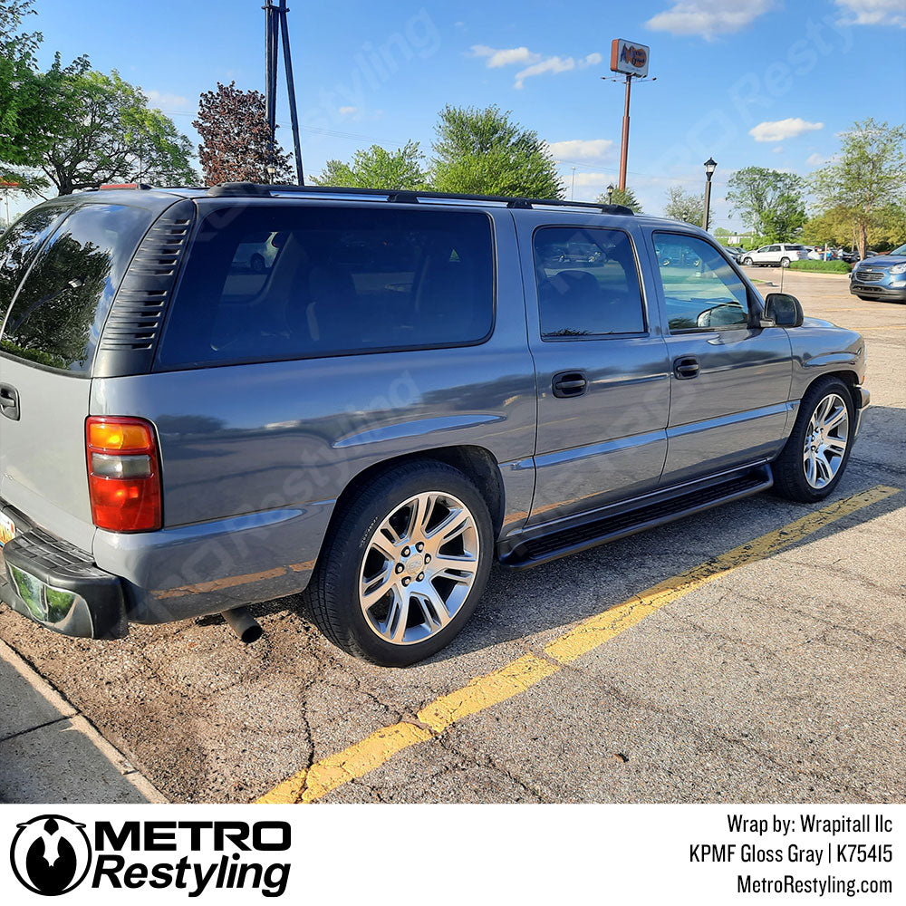 gloss gray chevy suburban wrap