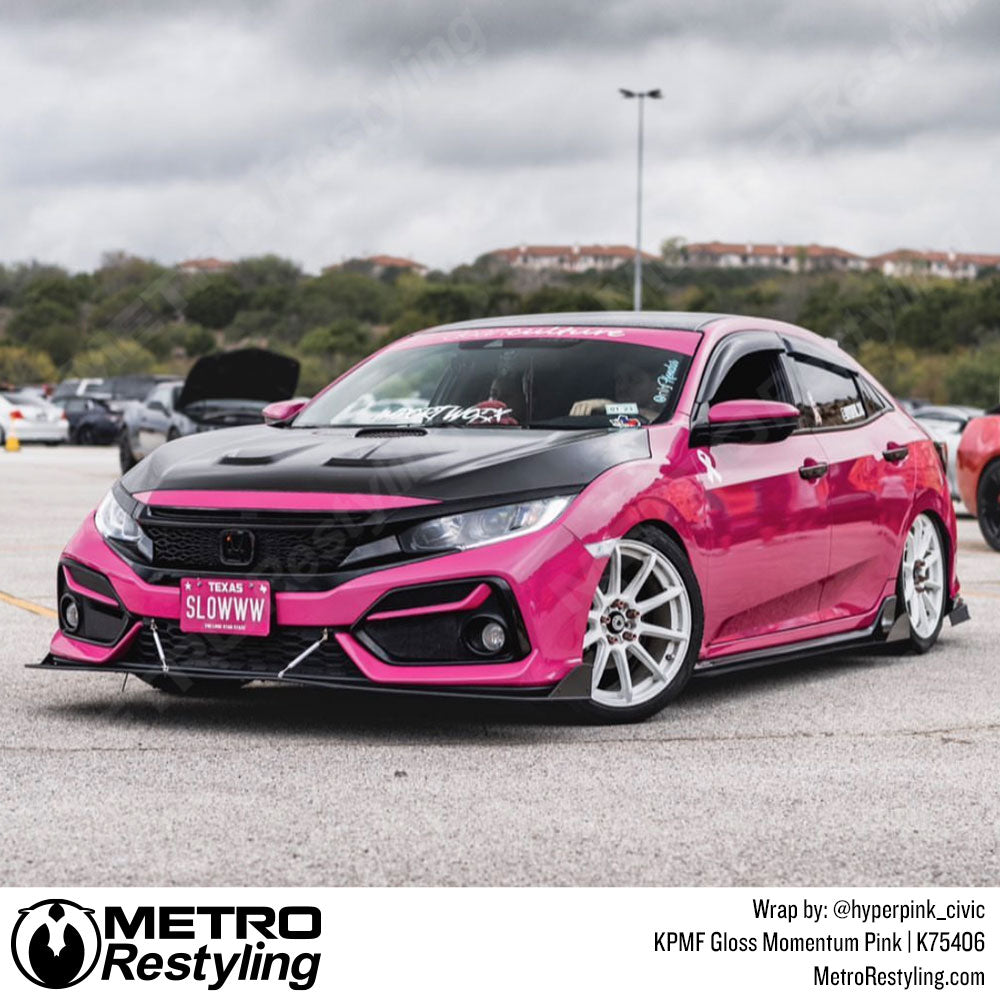 Bright Pink Honda Civic Wrap