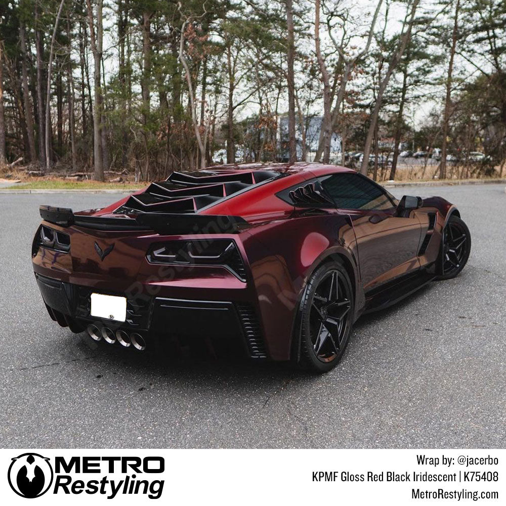 Glossy Red Black corvette wrap