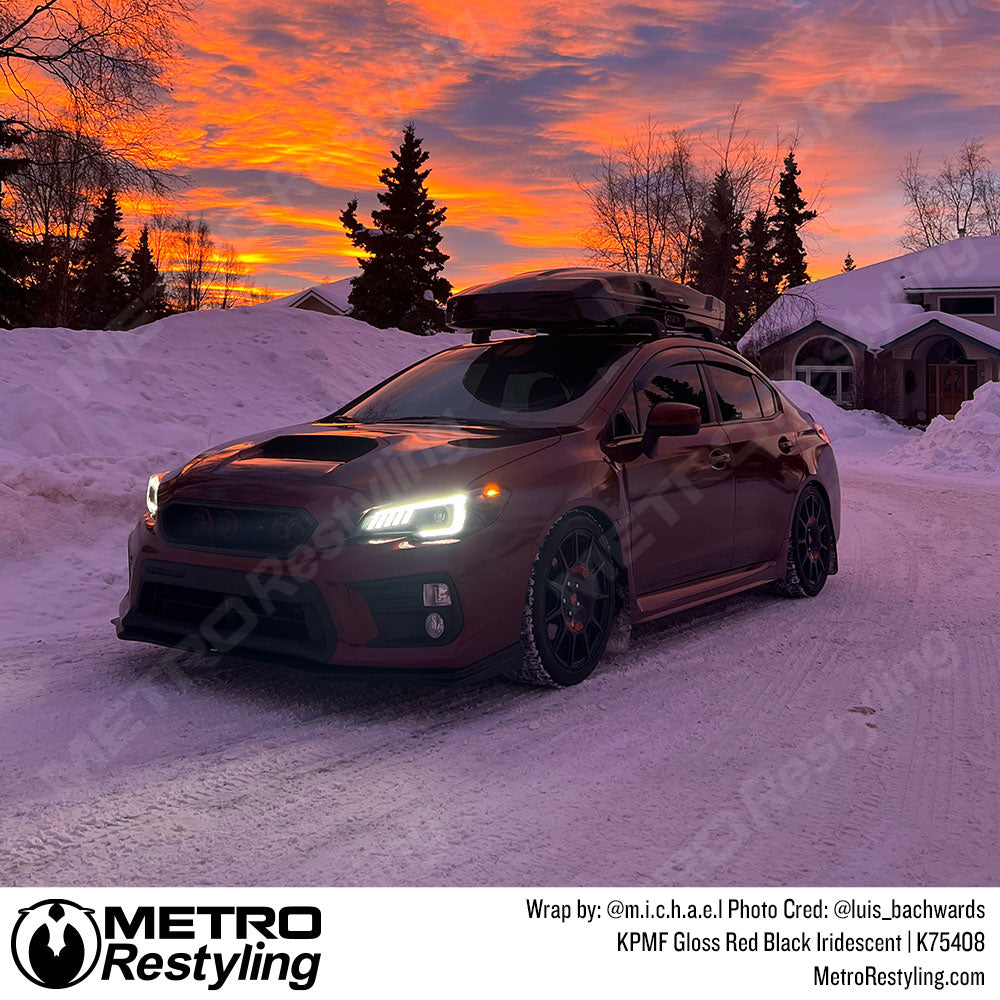 Red Black color change subaru wrap