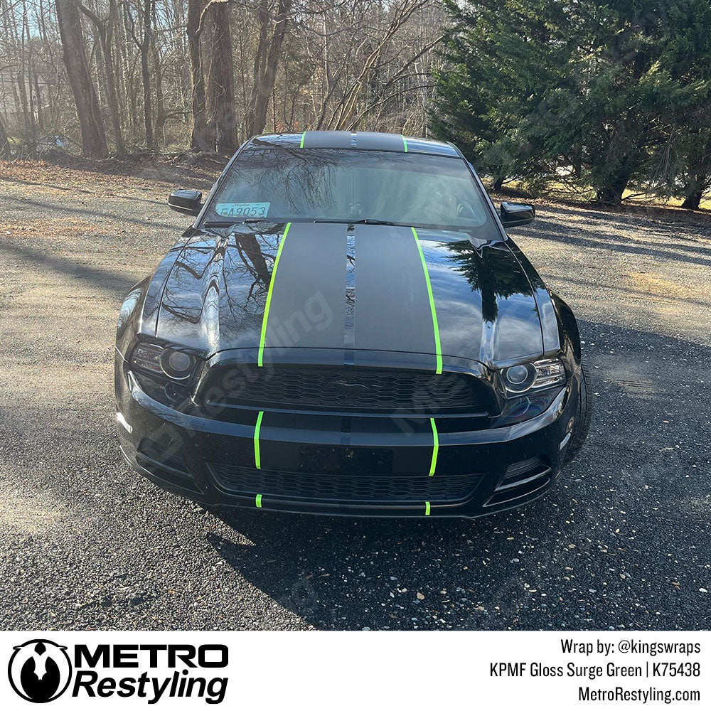 Green Mustang Stripes Vinyl Wrap