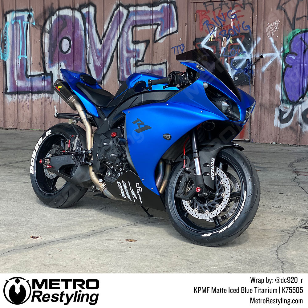 iced blue titanium motorcycle wrap