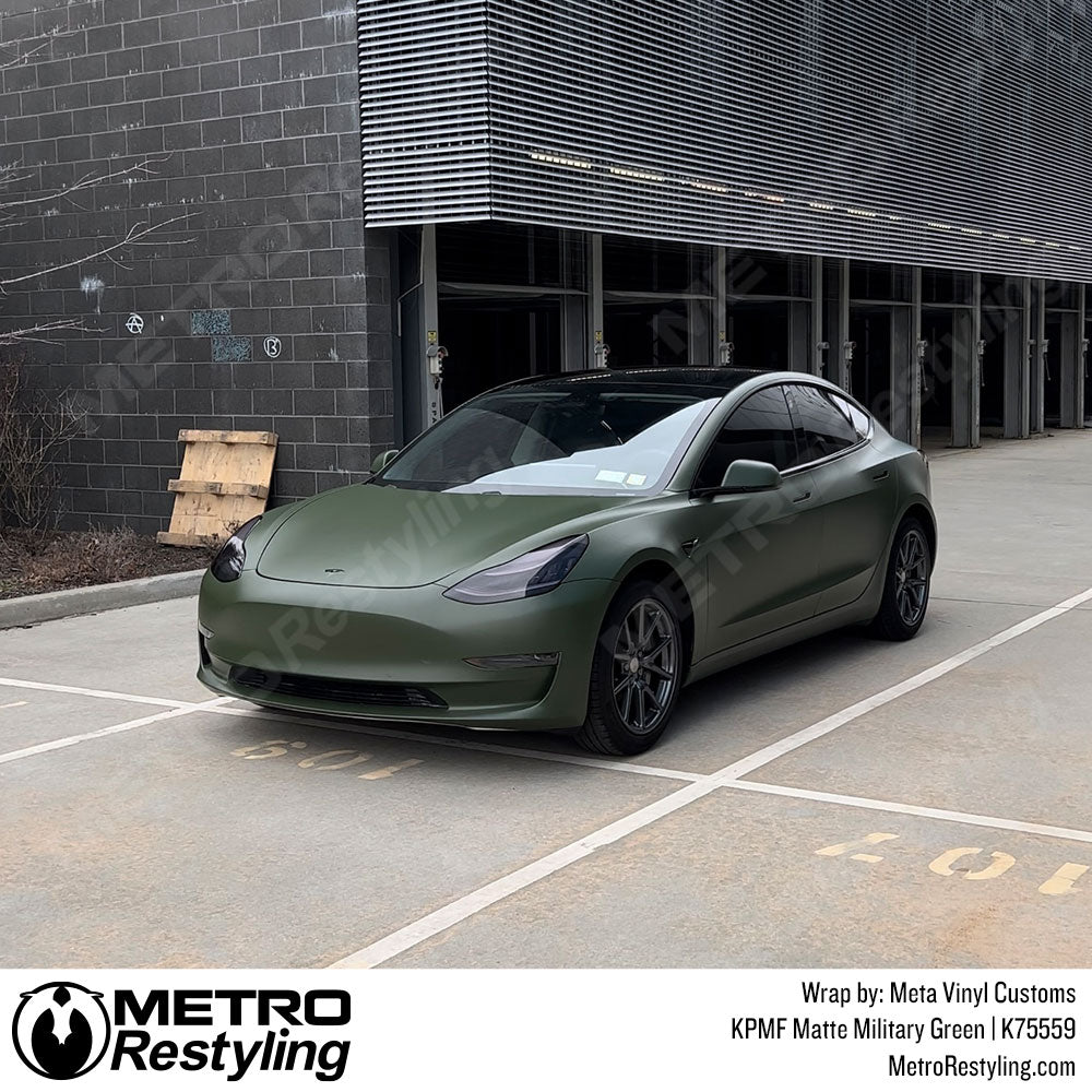 military green tesla wrap