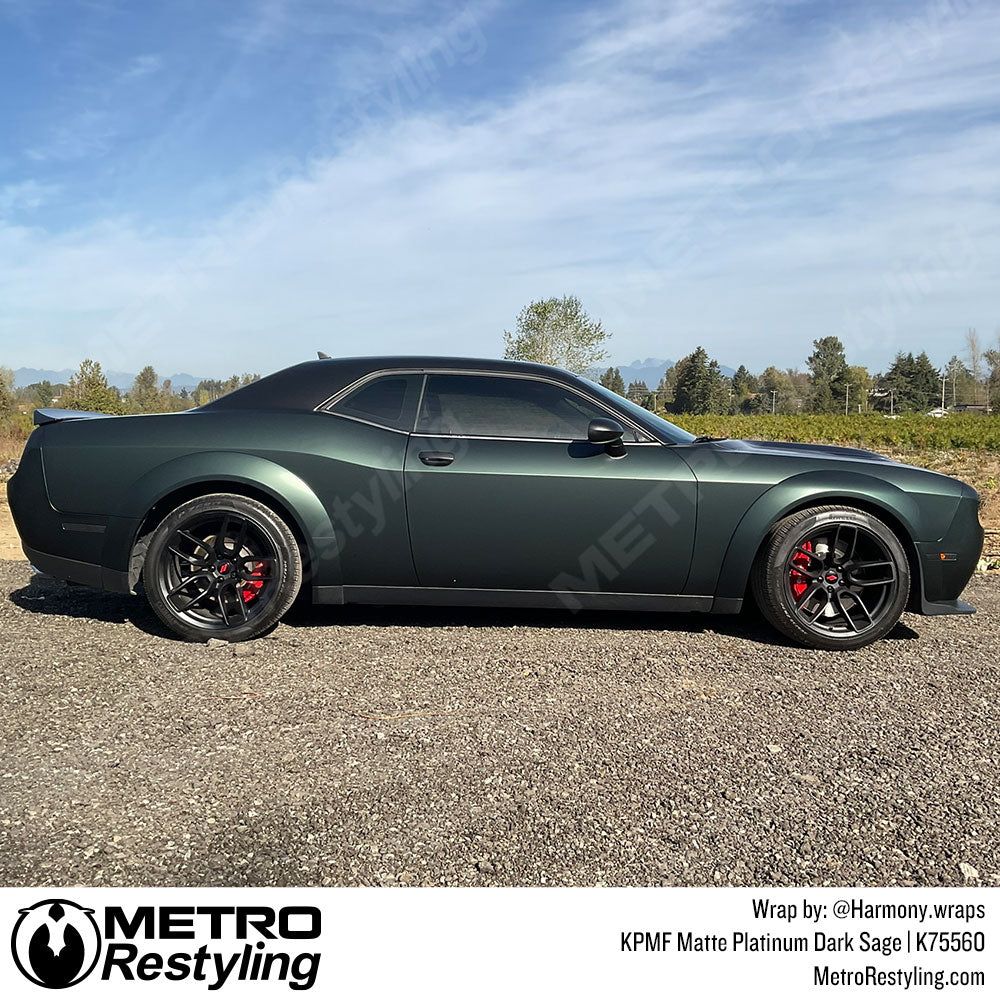 Dark Sage Dodge Challenger Vinyl Wrap