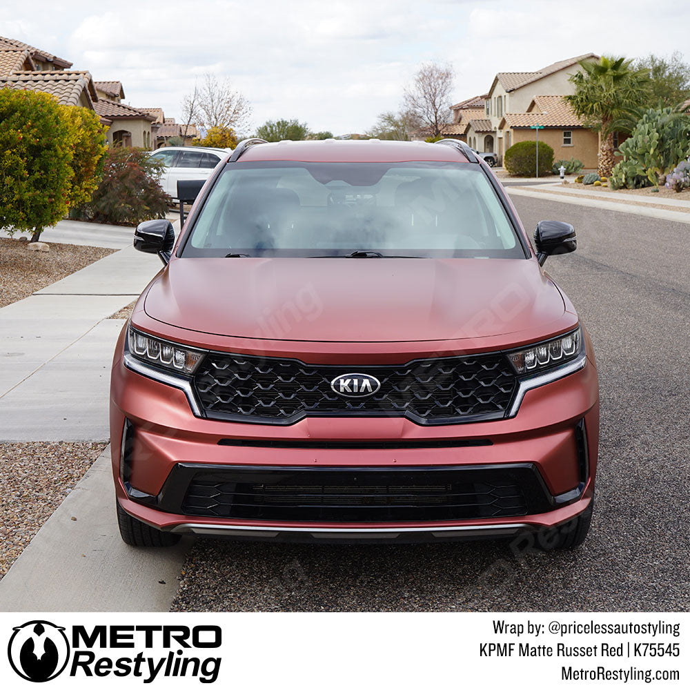 matte red kia sorento wrap