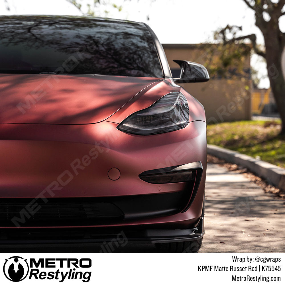 russet red tesla model 3 wrap