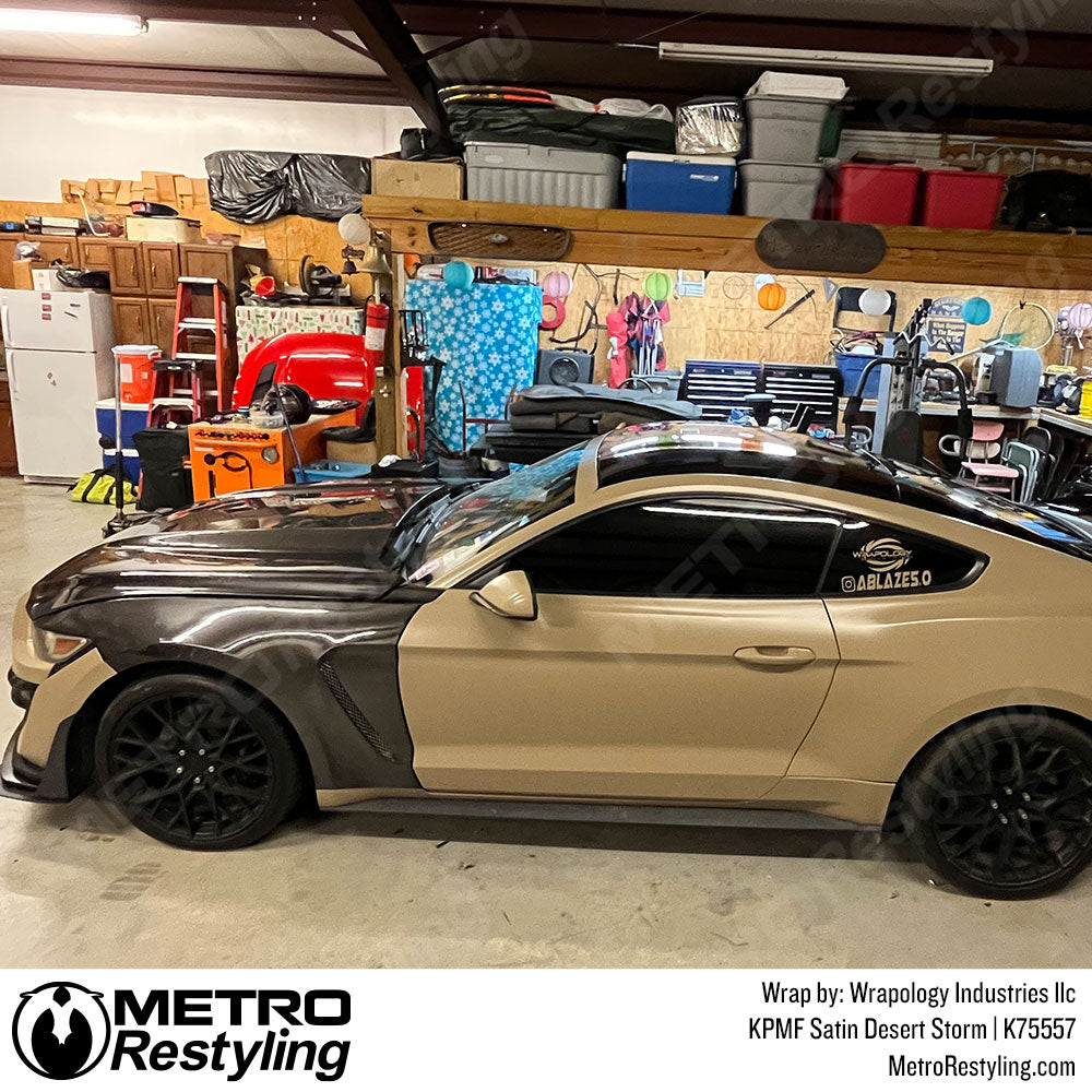 satin desert storm mustang wrap