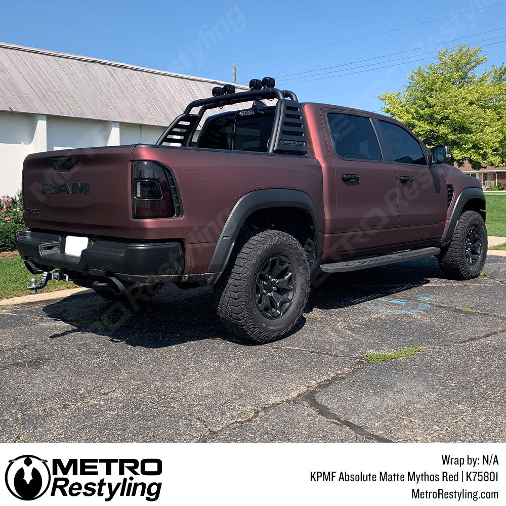 matte red ram truck wrap