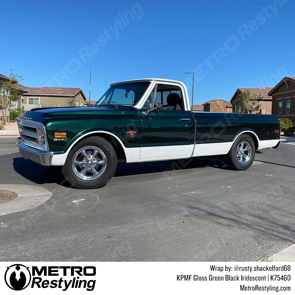 Glossy green black iridescent chevy vinyl
