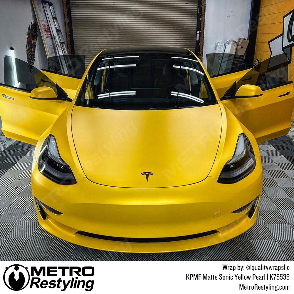 Yellow Tesla Wrap