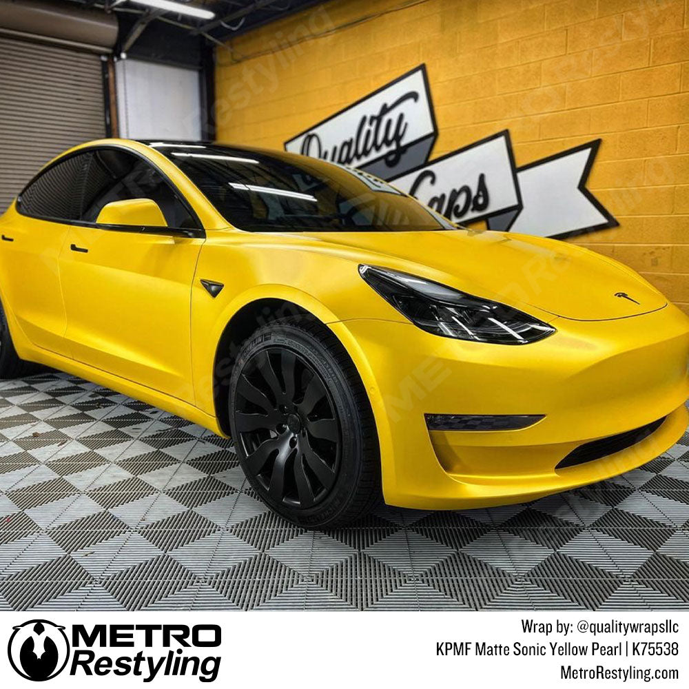 Tesla Sonic Yellow Matte Vinyl Wrap