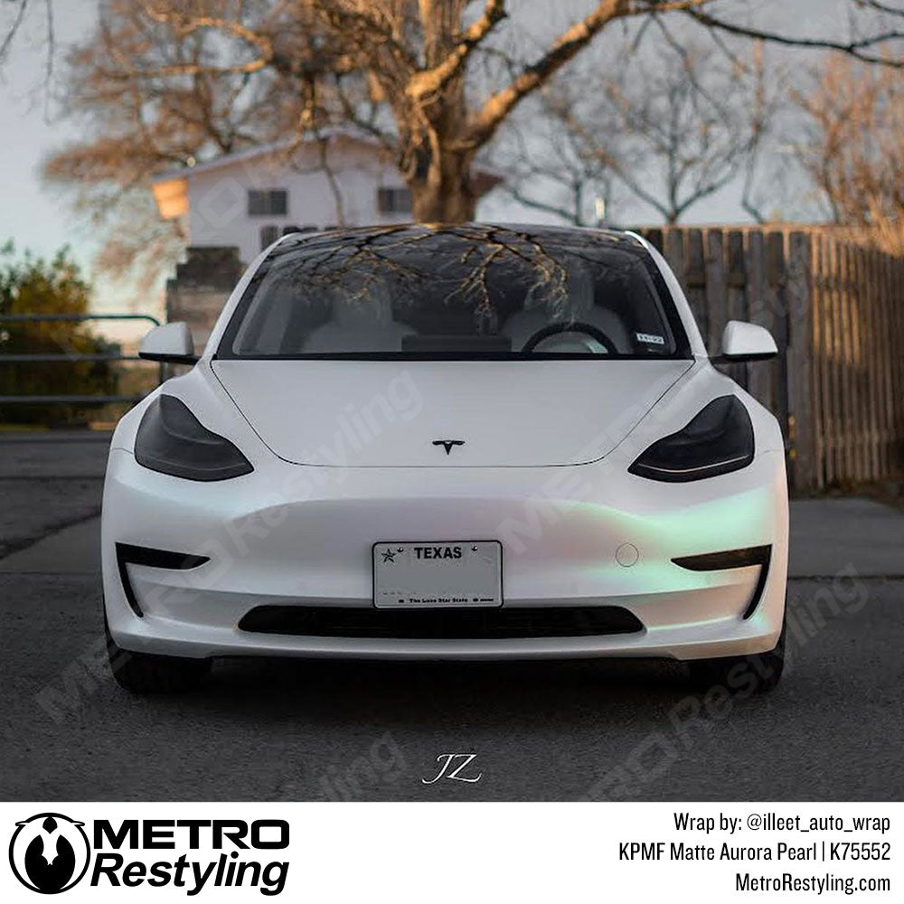 Matte Aurora Pearl Tesla Wrap