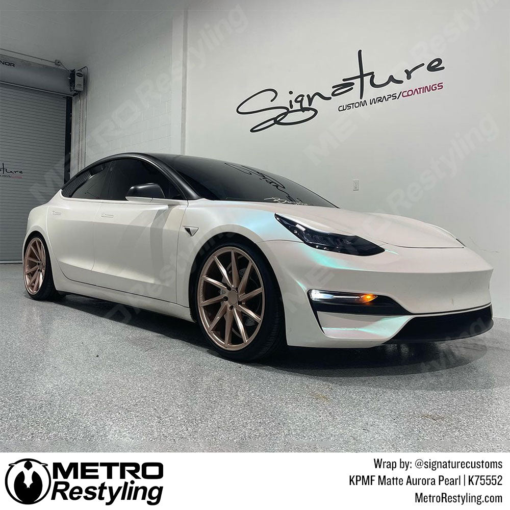 Matte Aurora Pearl Vinyl Tesla Wrap