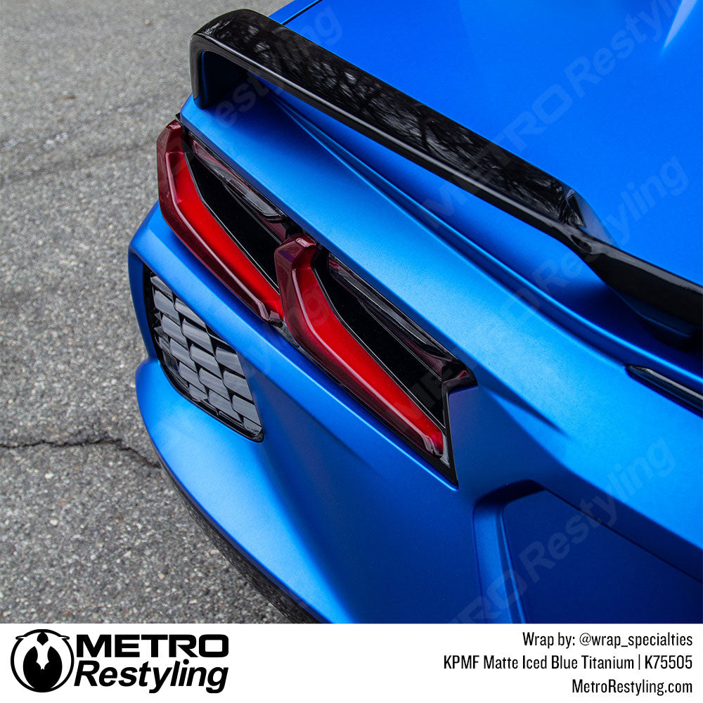 Matte Iced Blue Corvette Wrap