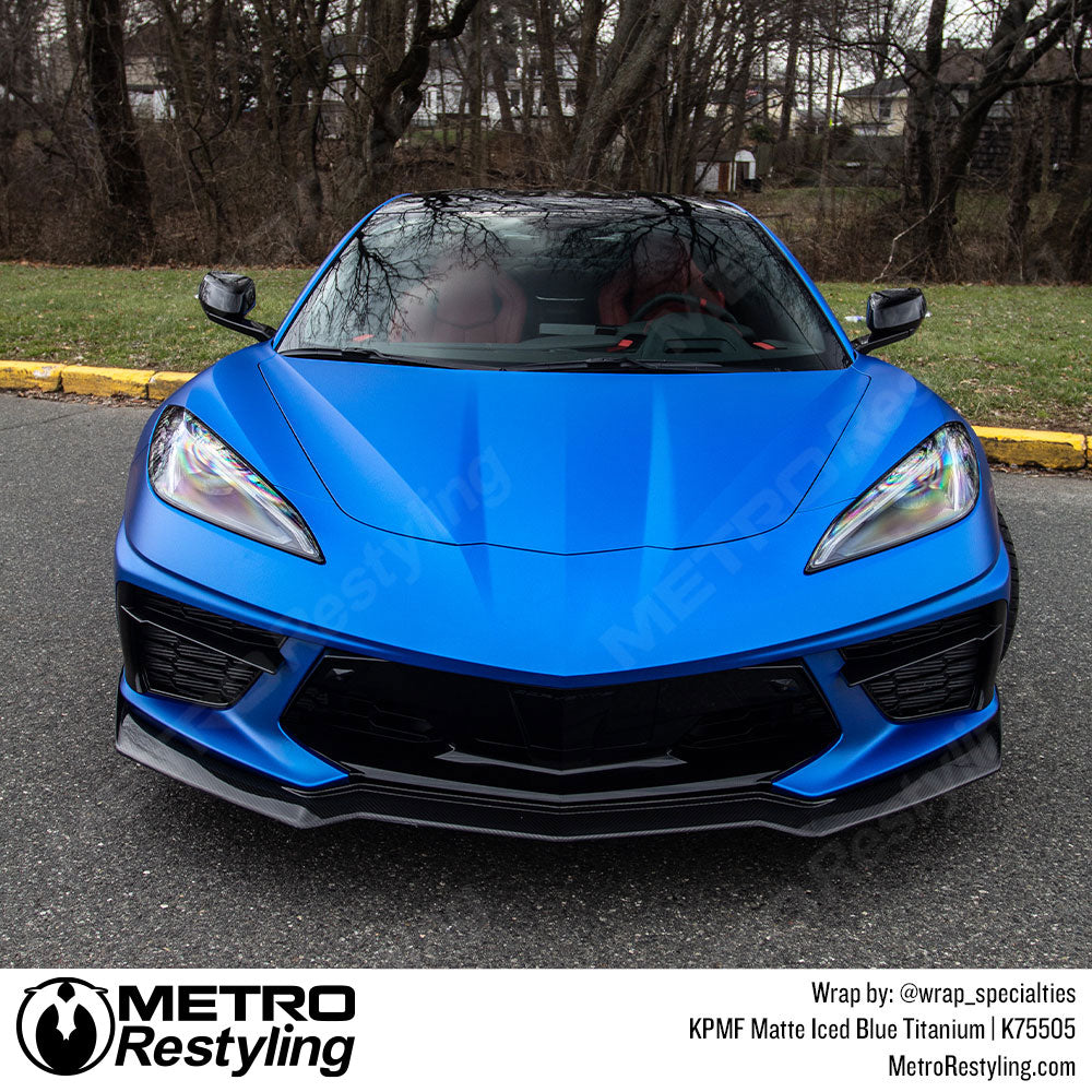 Matte Iced Blue Titanium Corvette Wrap