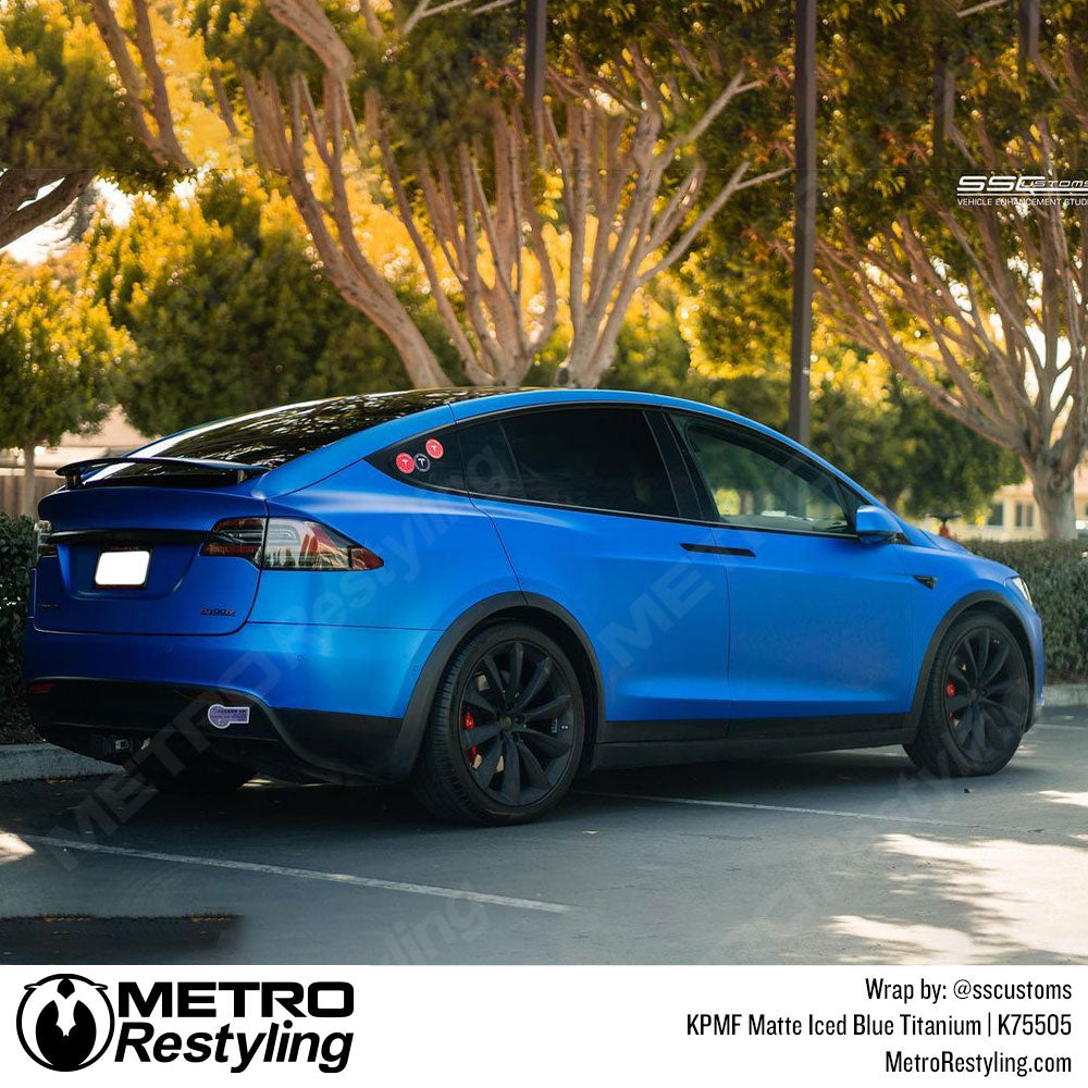 Matte Iced Blue Tesla Wrap