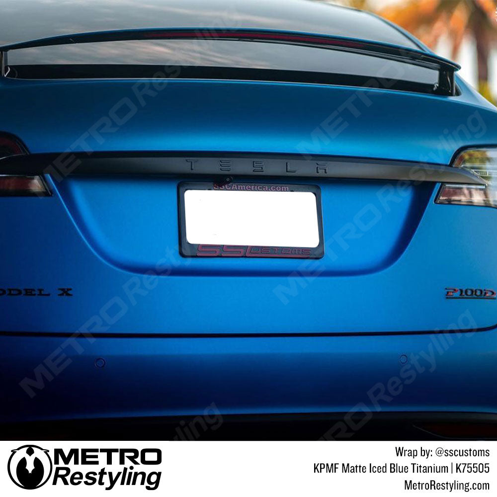 Matte Iced Blue Tesla Vinyl Wrap