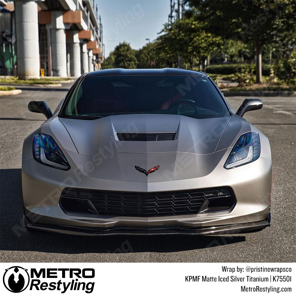 Matte Iced Silver Titanium Car Wrap