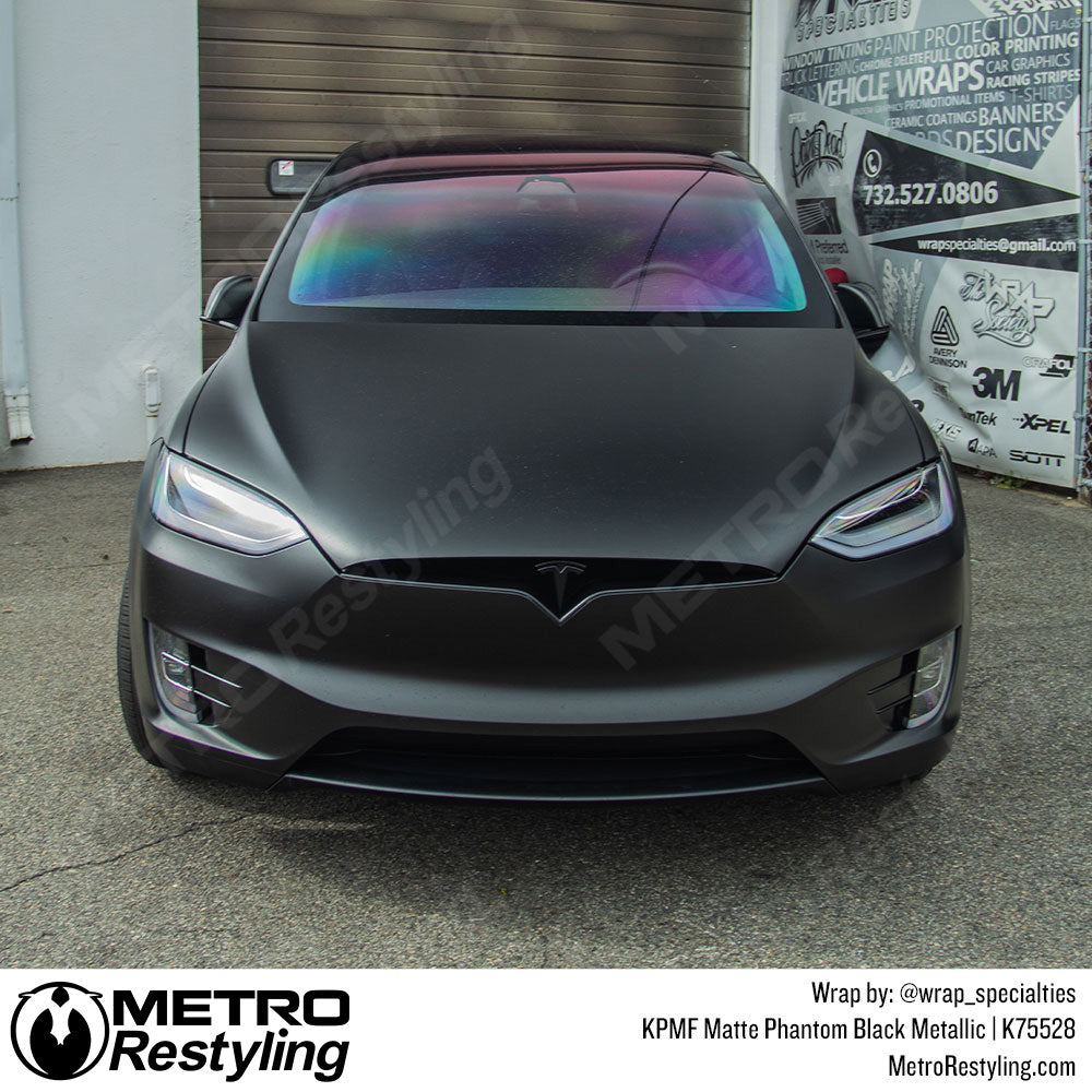 Matte Phantom Black Metallic Vinyl Wrap Tesla