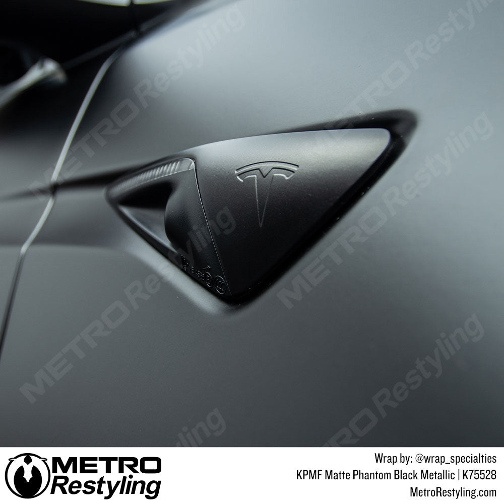 Matte Phantom Black Tesla Car Vinyl Wrap