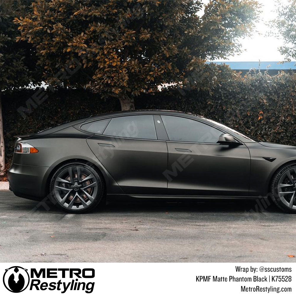 Matte Phantom Black Metallic Tesla Wrap