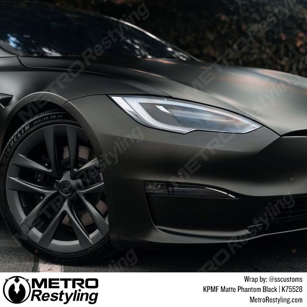 Matte Phantom Black Metallic Tesla Wrap
