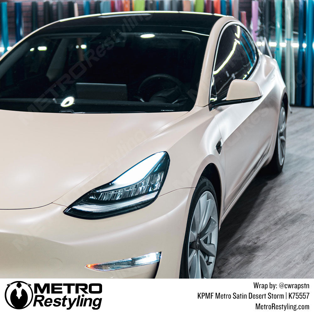 Satin Desert Storm Tesla Vinyl Wrap