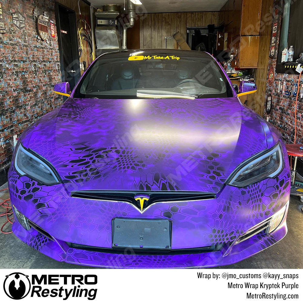 Tesla Kryptek Purple Vinyl Wrapped