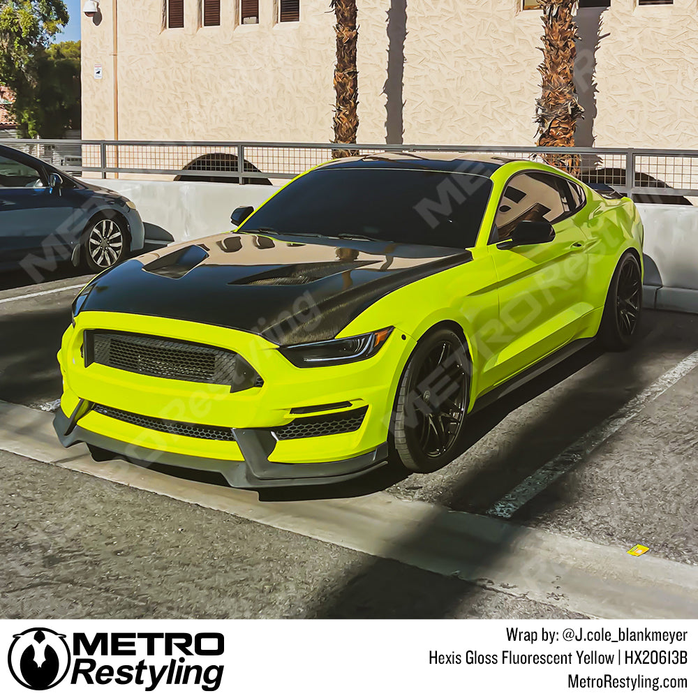 Flurorescent Yellow Mustang Wrap