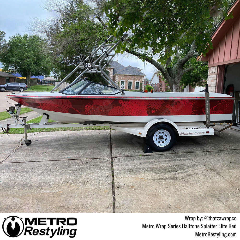 Metro Wrap Halftone Splatter Elite Red boat wrap