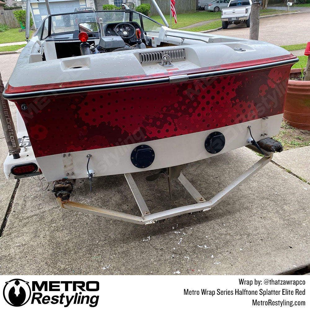 Metro Wrap Halftone Splatter Elite Red boat wrap