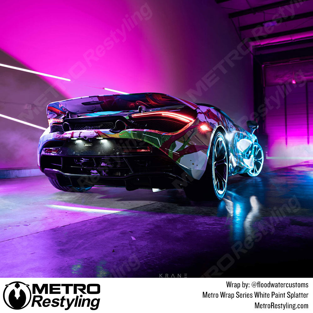 Metro Wrap White Paint Splatter car vinyl