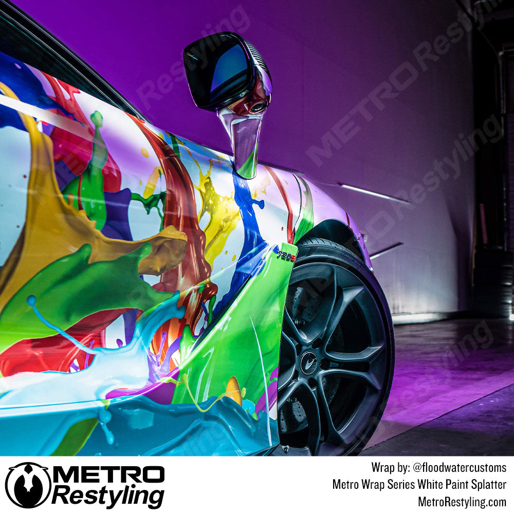 Metro Wrap White Paint wrap Splatter