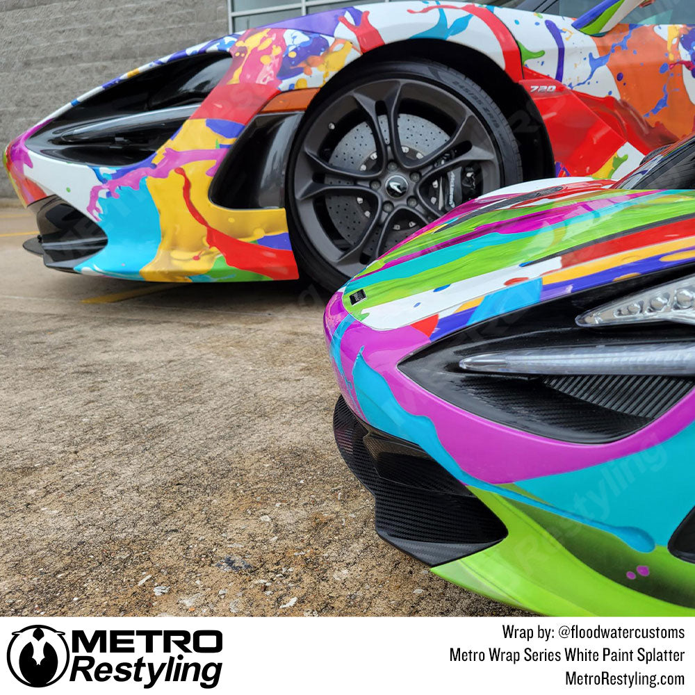 Metro Wrap White Paint Splatter car wrap