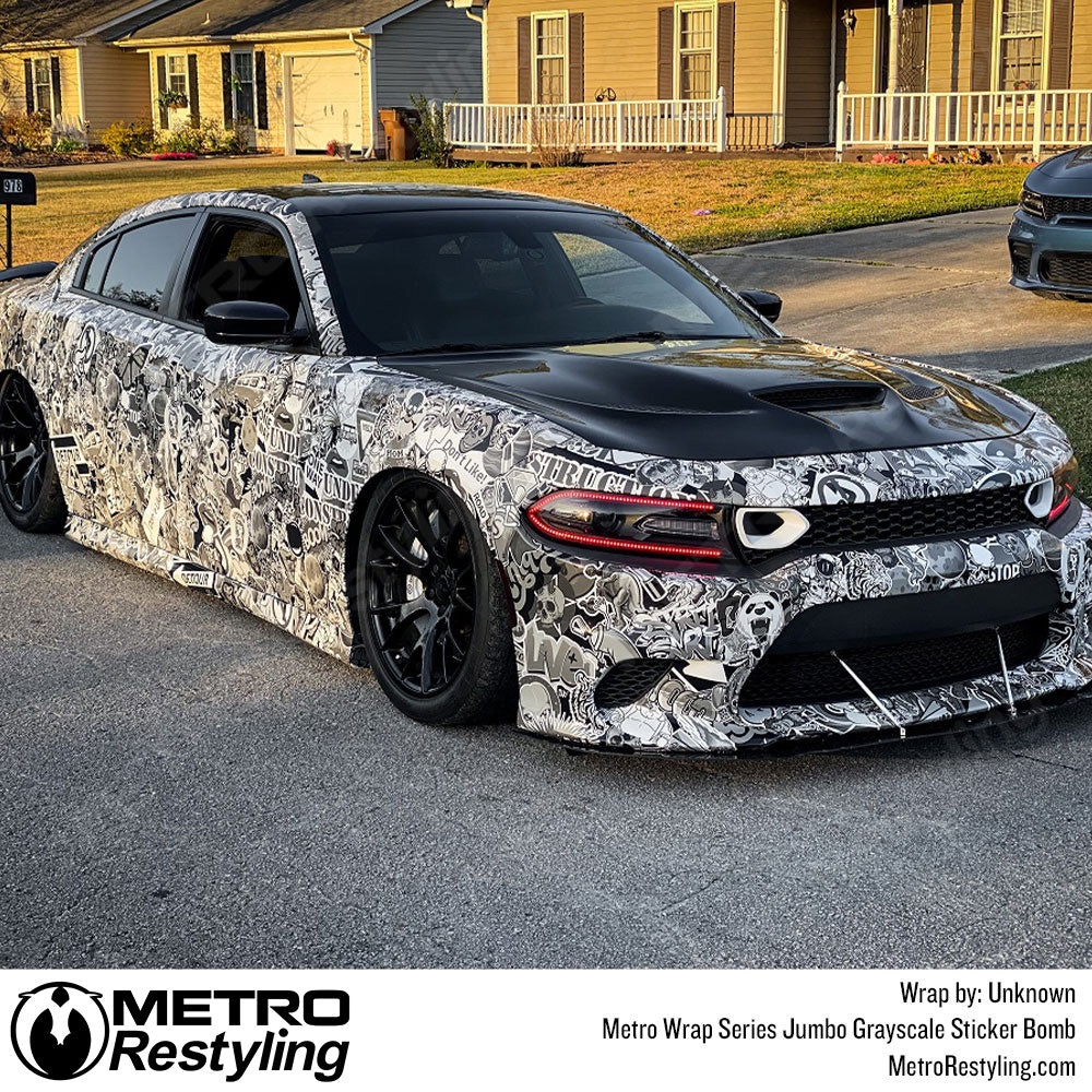 Metro Wrap Jumbo Grayscale Sticker Bomb Vinyl