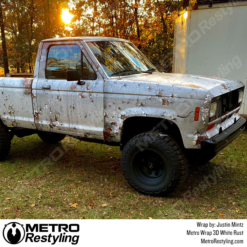 3D White Rust Truck Wrap