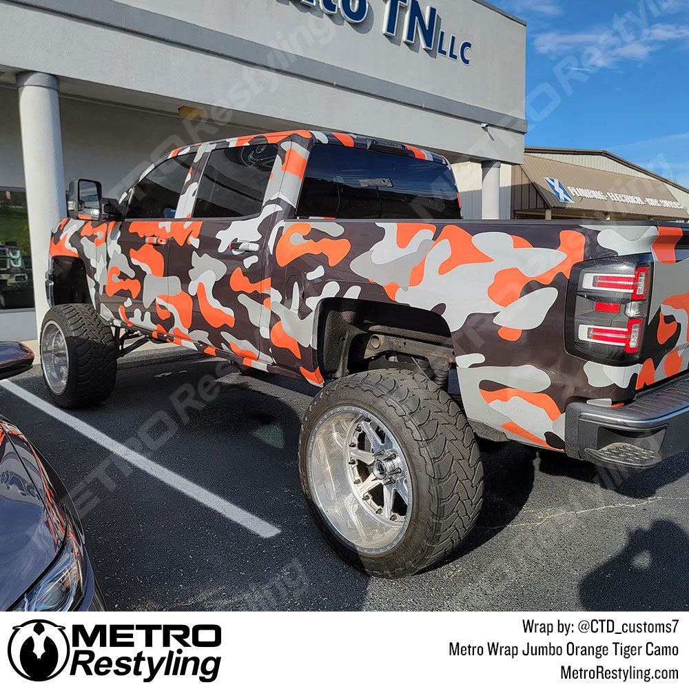 Chevy Orange tiger camo wrap
