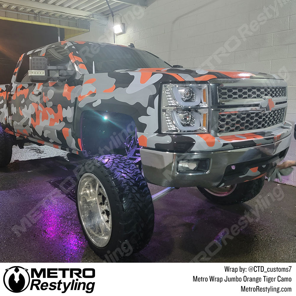 Classic Orange Tiger Camo Truck Wrap