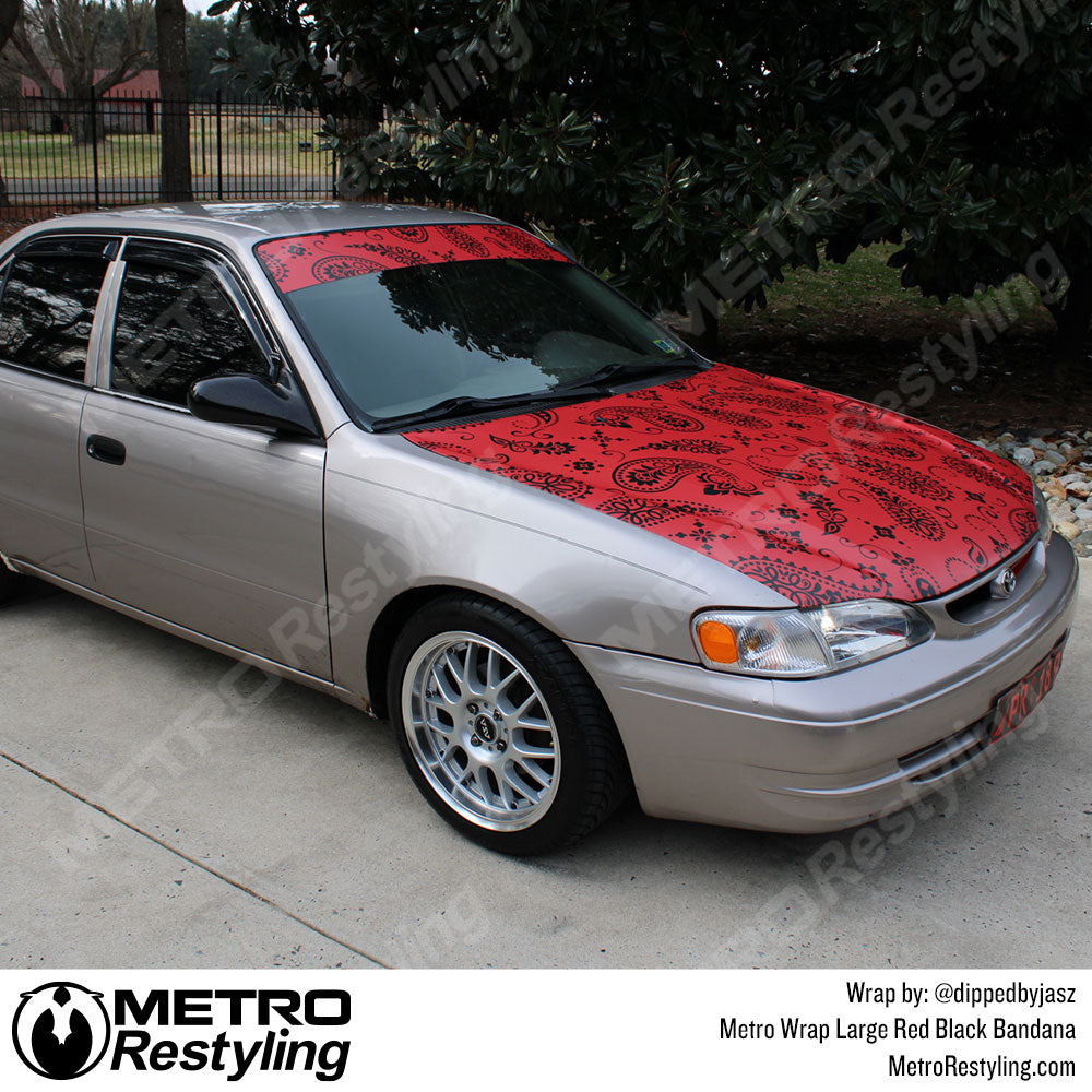 Red black bandana toyota camry vinyl wrap