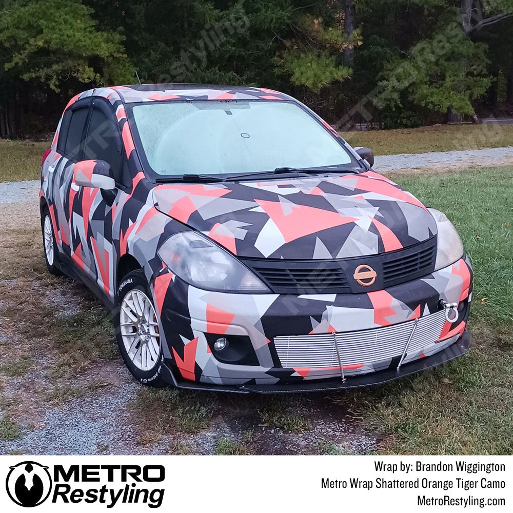 Shattered Orange Tiger Camo Nissan Wrap