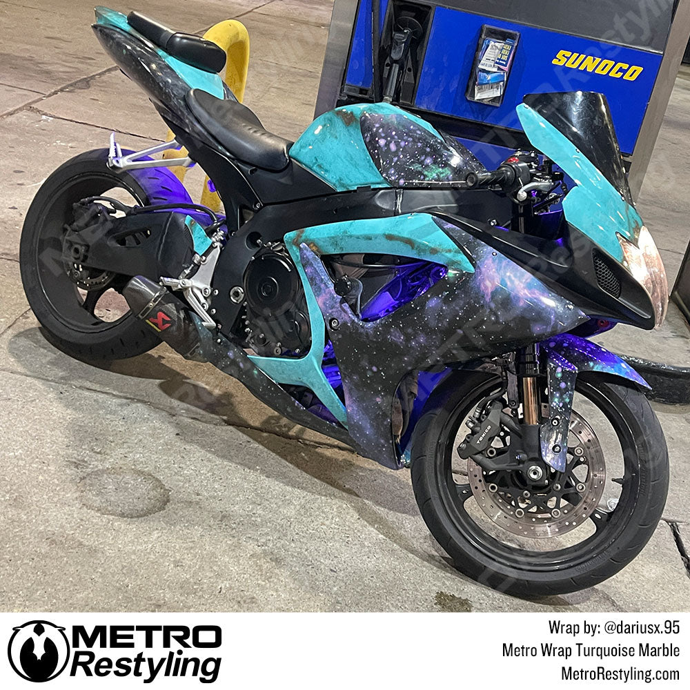 Marble Turquoise Motorcycle Wrap