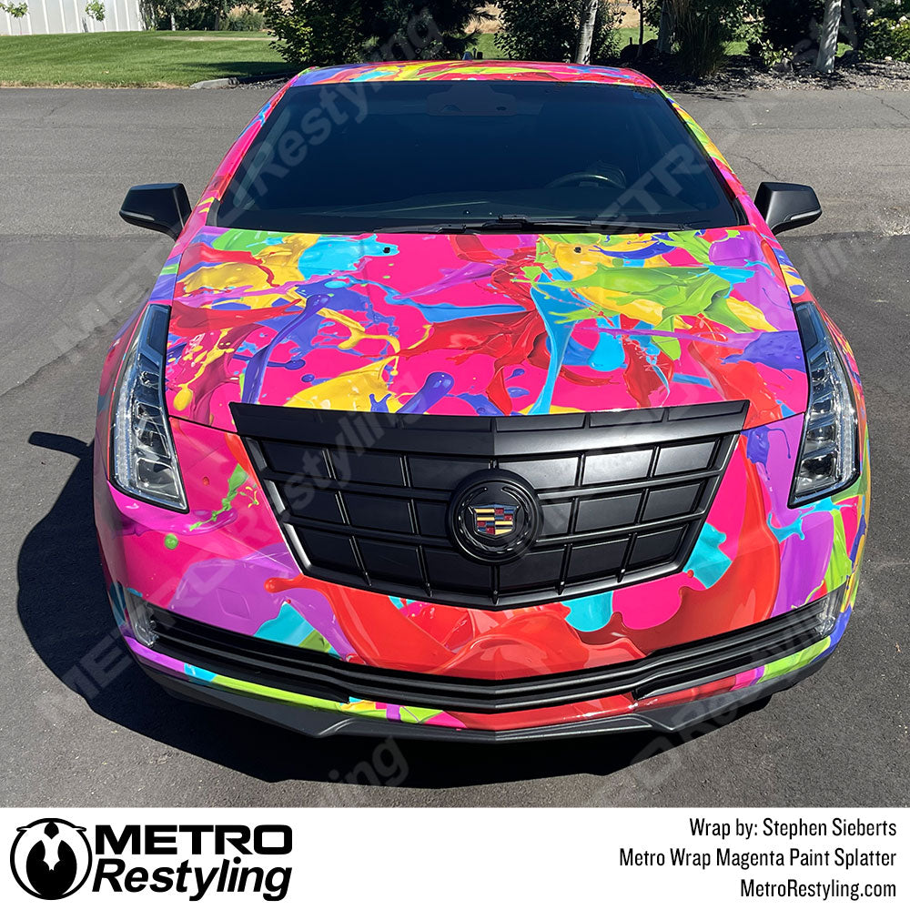 Cadillac ELR Magenta Paint Splatter Wrap