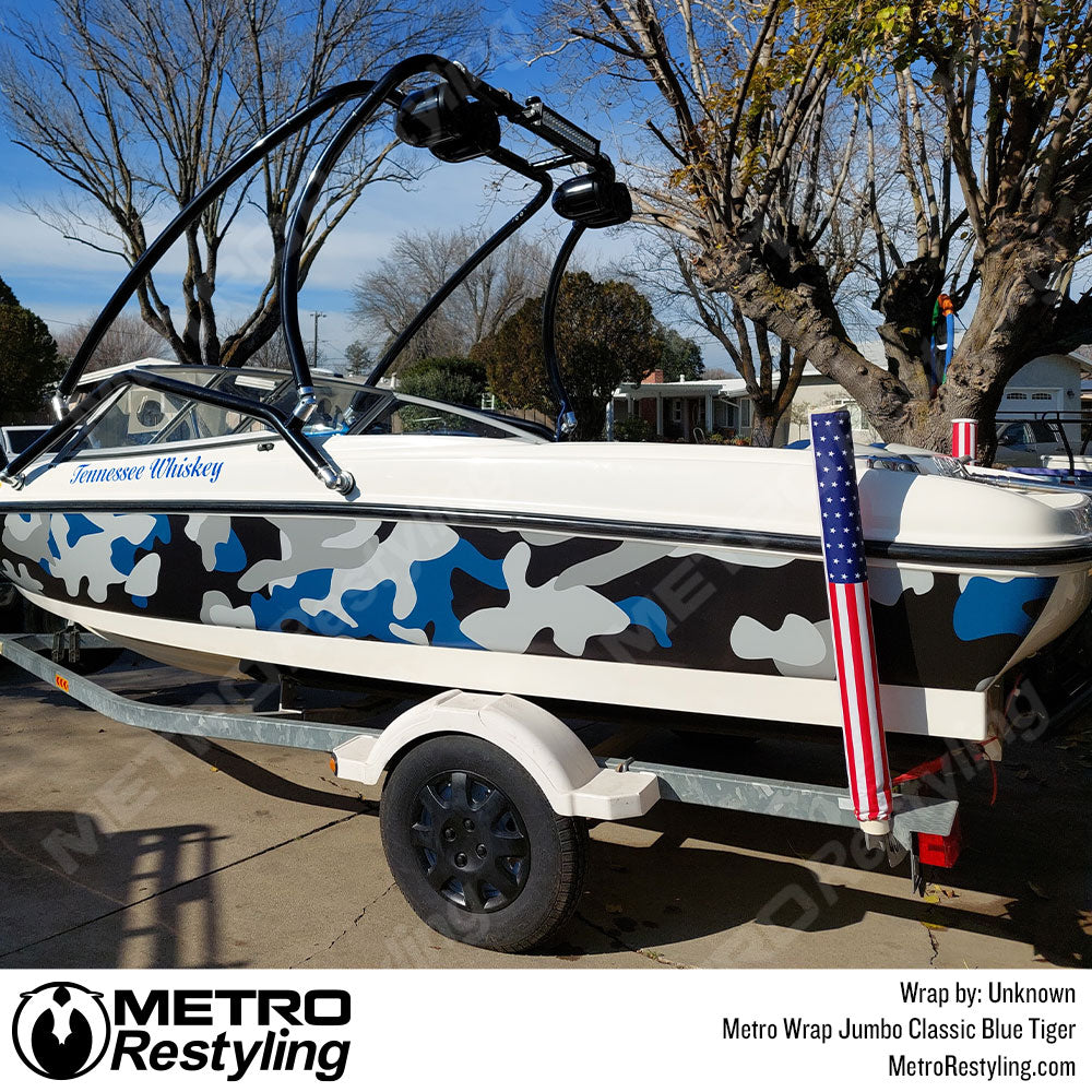 Boat Blue Camo Wrap
