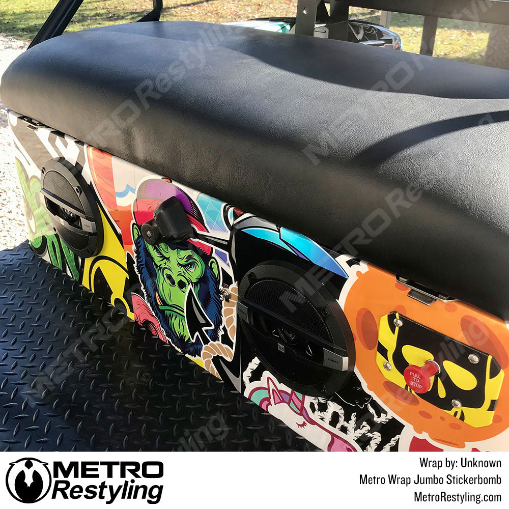 Sticker Bomb Golf Cart Vinyl Wrap