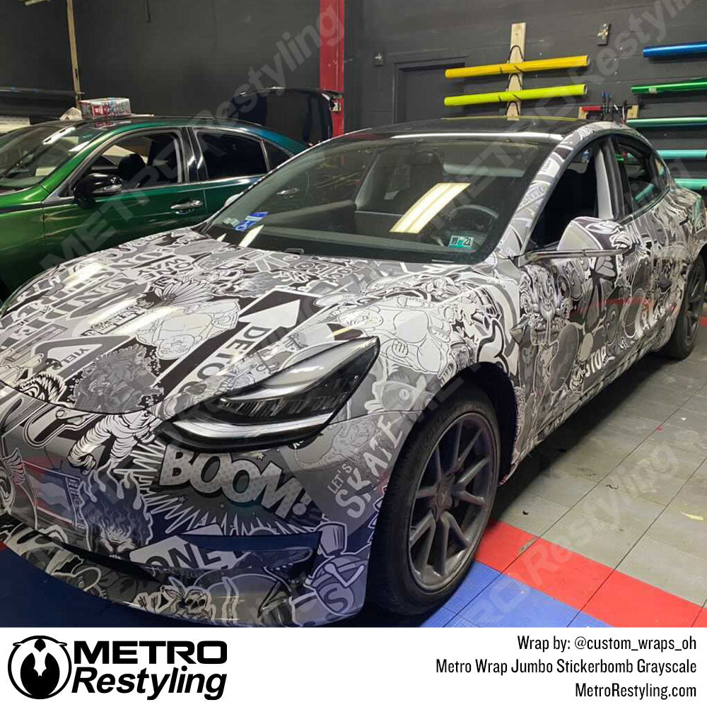 Grayscale Tesla Sticker Bomb