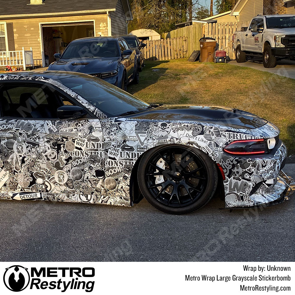 Grayscale Sticker Bomb Vinyl Wrap