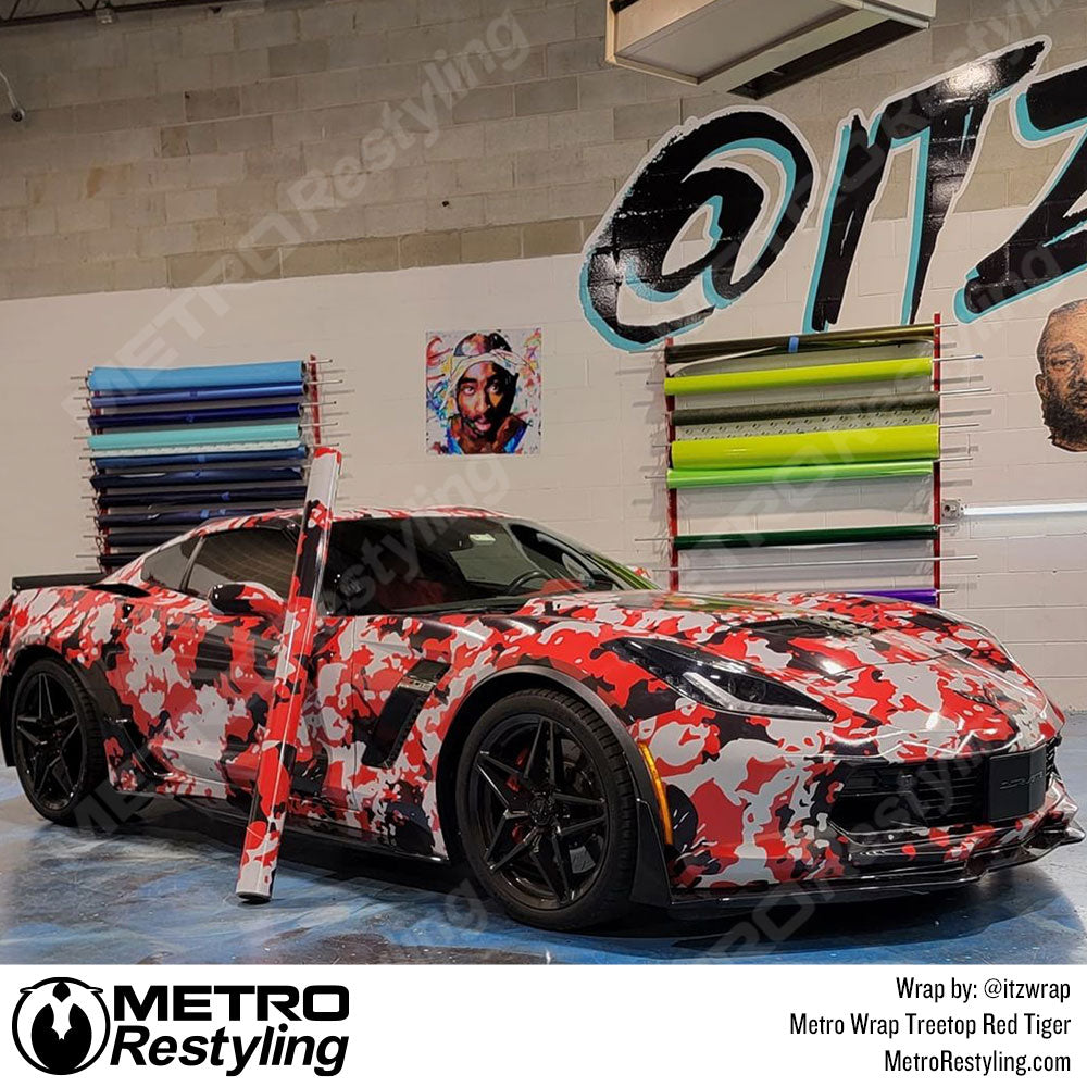Red Treetop Camo Chevy Wrap