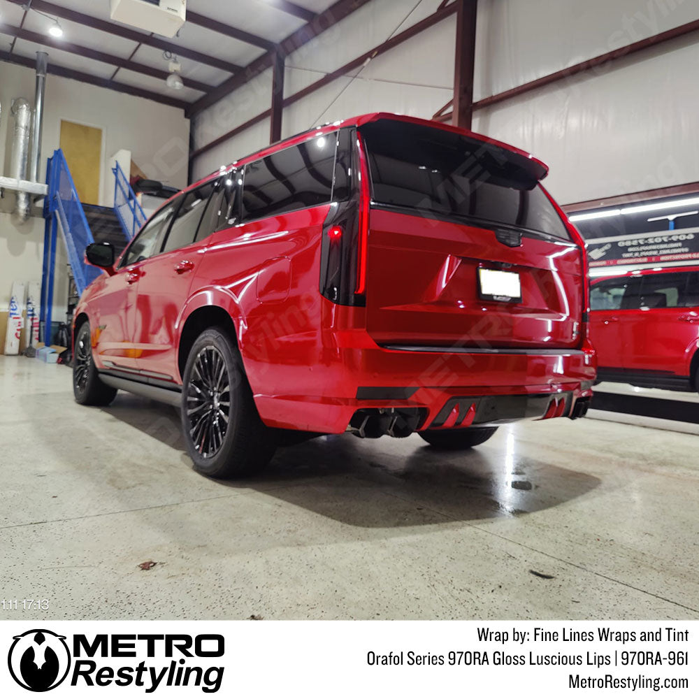 Shiny glossy red car wrap